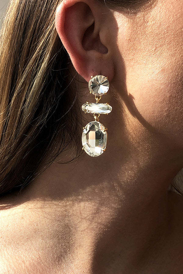Temperament Contrasting Color Faceted Diamond Earrings-consonak