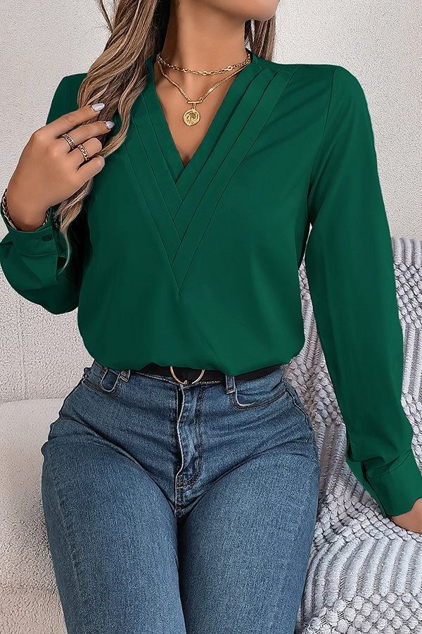 Elegant Layered V-neck Long-sleeved Casual Shirt | Consonak