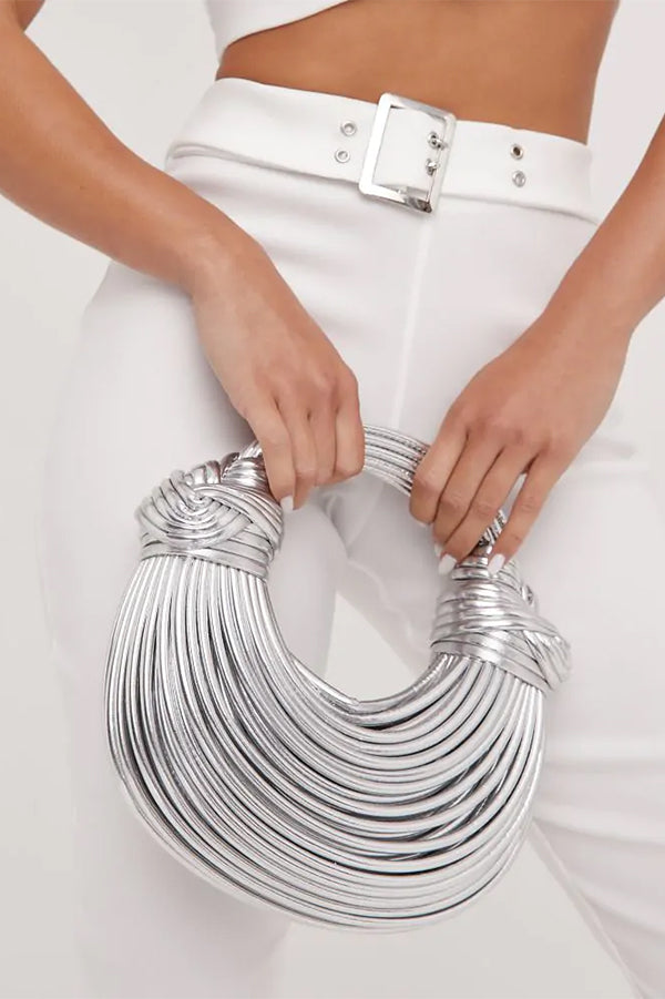 Faux Leather Knotted Detail Lace-up Shoulder Bag-consonak