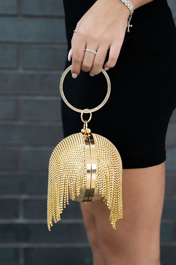 Fashionable Tassel Diamond Ball Evening Handbag-consonak