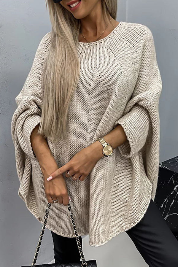 Remember Me Knit Crew Neck Poncho Loose Sweater | Consonak
