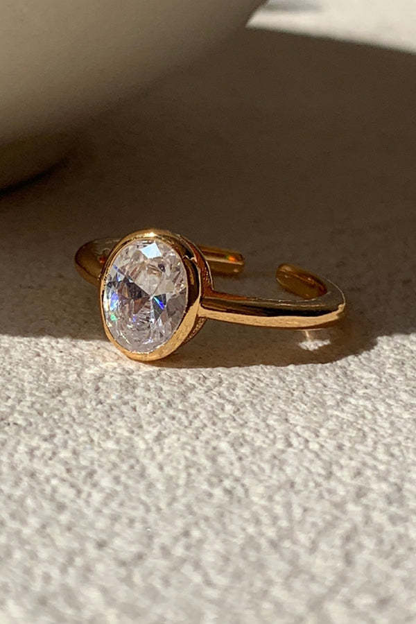 Elegant Silver-plated Diamond Open Ring-consonak