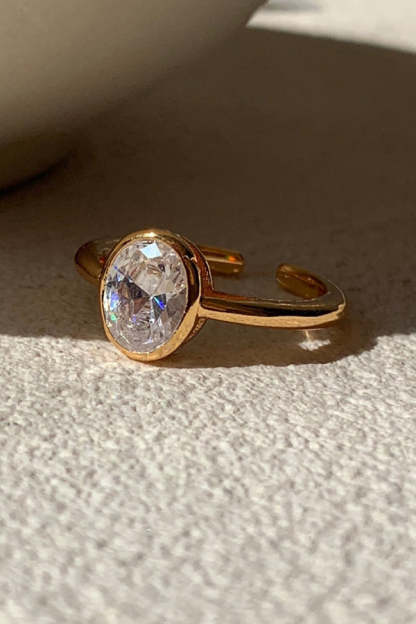 Elegant Silver-plated Diamond Open Ring-consonak