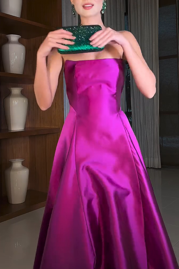 Cinderella's Dream Satin Square Off Shoulder Maxi Dress-consonak