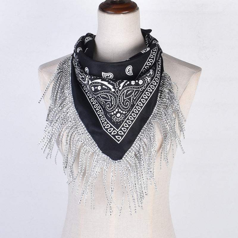 British Retro Diamond Tassel Square Scarf | Consonak