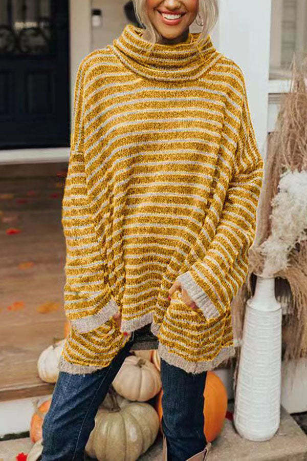 Perfect Timing Stripe Pocketed Tunic Sweater-consonak