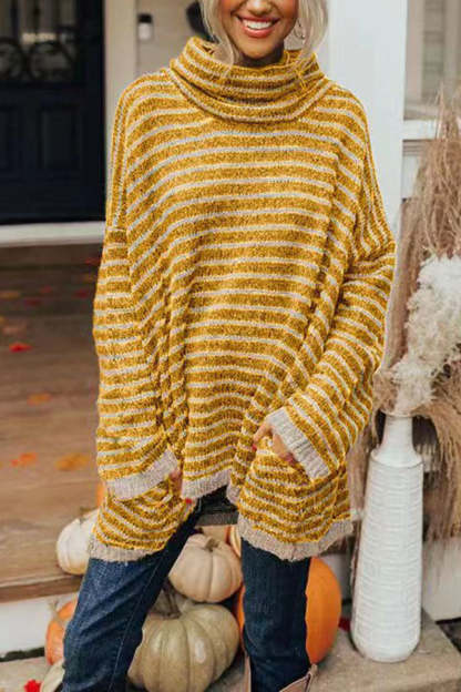 Perfect Timing Stripe Pocketed Tunic Sweater-consonak
