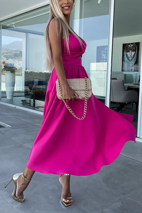 Florida Keys Cutie Pocketed Cutout Slit Midi Dress-consonak