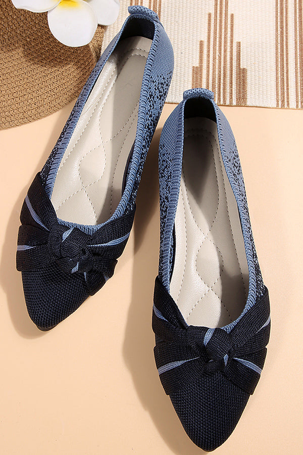 Fashionable Bow Colorblock Casual Flats-consonak