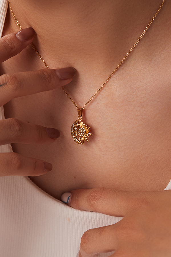 Vintage Stainless Steel Zircon Love Pendant-consonak