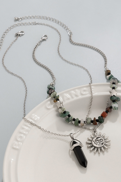 Ethnic Style Stacked Gravel Beaded Necklace-consonak
