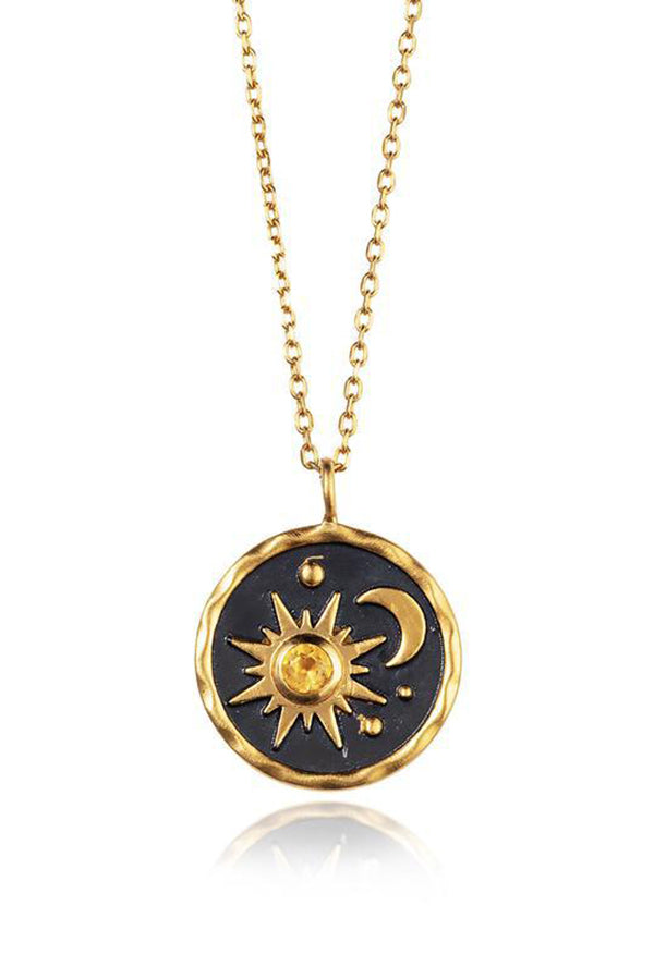 Vintage Sun Moon Exquisite Zircon Necklace | Consonak