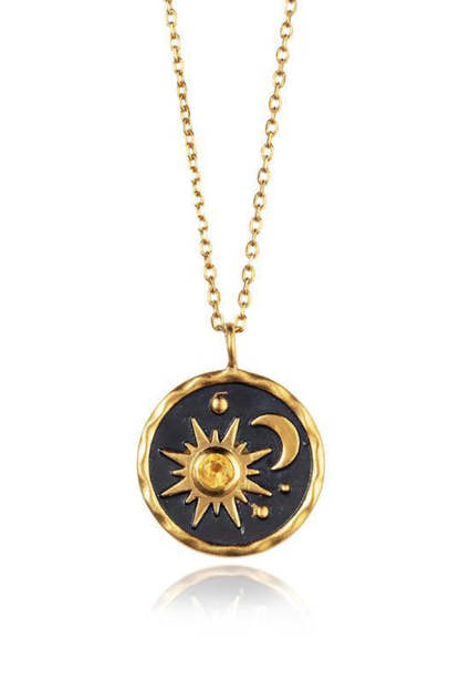 Vintage Sun Moon Exquisite Zircon Necklace-consonak