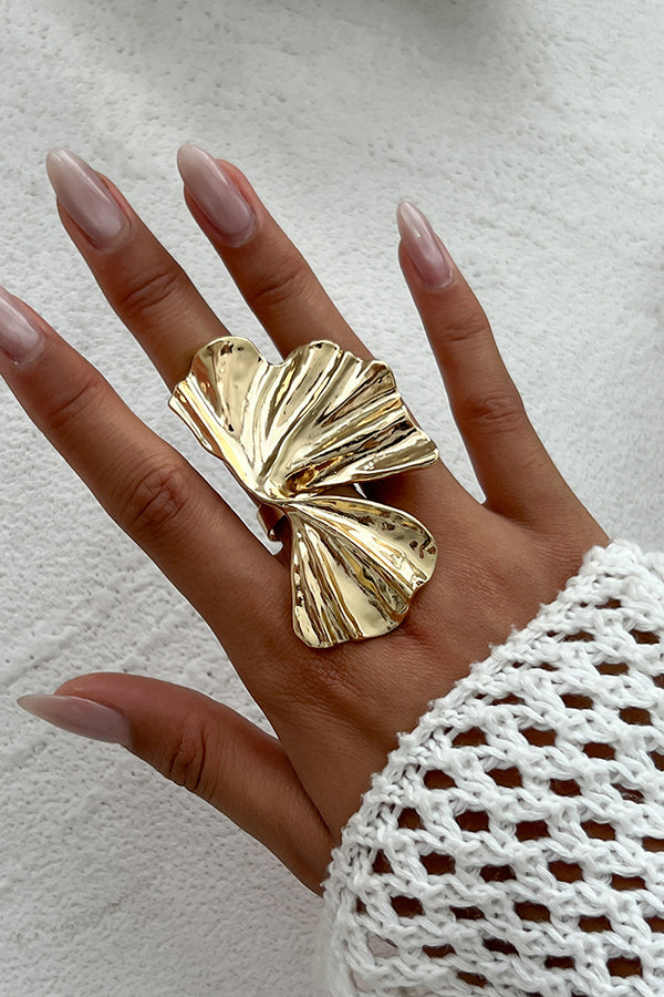 Fashion Irregular Ginkgo Leaf Shape Alloy Ring-consonak