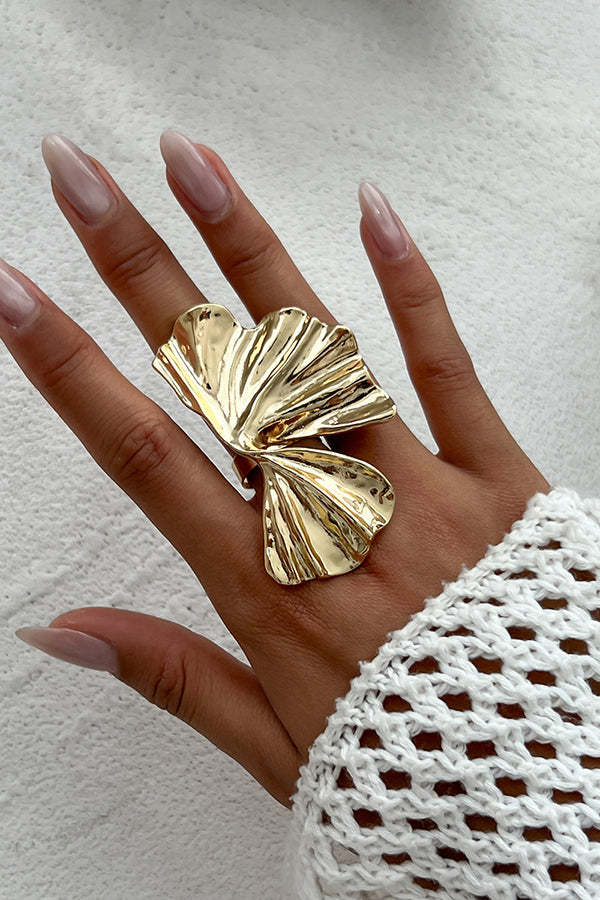 Fashion Irregular Ginkgo Leaf Shape Alloy Ring-consonak