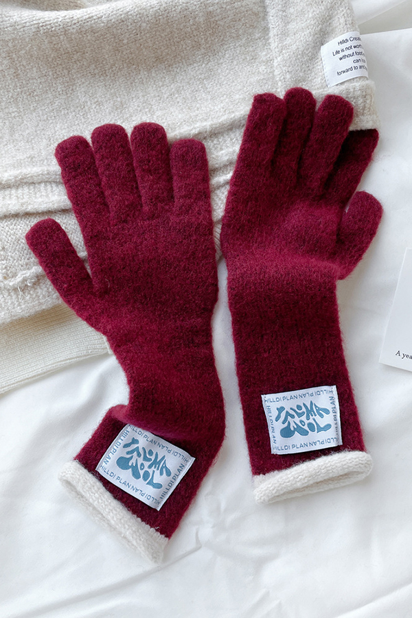 Solid Color Macaron Color Warm Knitted Touch Screen Gloves-consonak