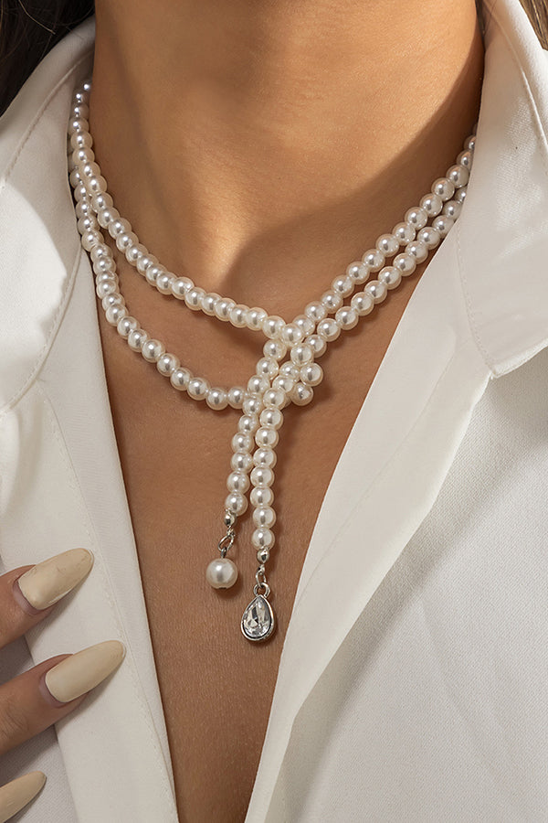 Vintage Simple Pearl Tassel Necklace-consonak