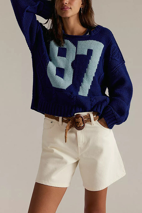 Fashionable Digital Jacquard Loose Long-sleeved Knit Sweater | Consonak