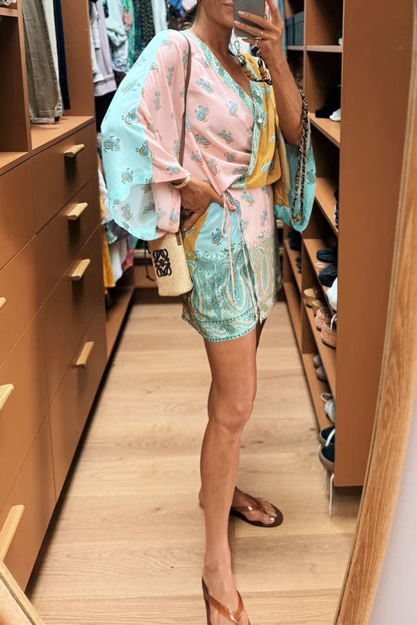 Gypsy Soul Paisley Wrap-Style Mini Beach Tunic & Dress-Consonak