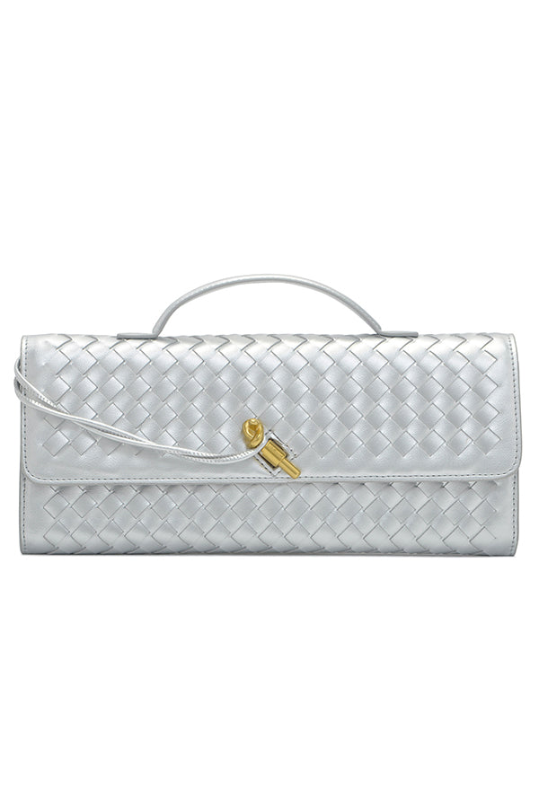 Woven Soft Leather Horizontal Square Accordion Bag | Consonak