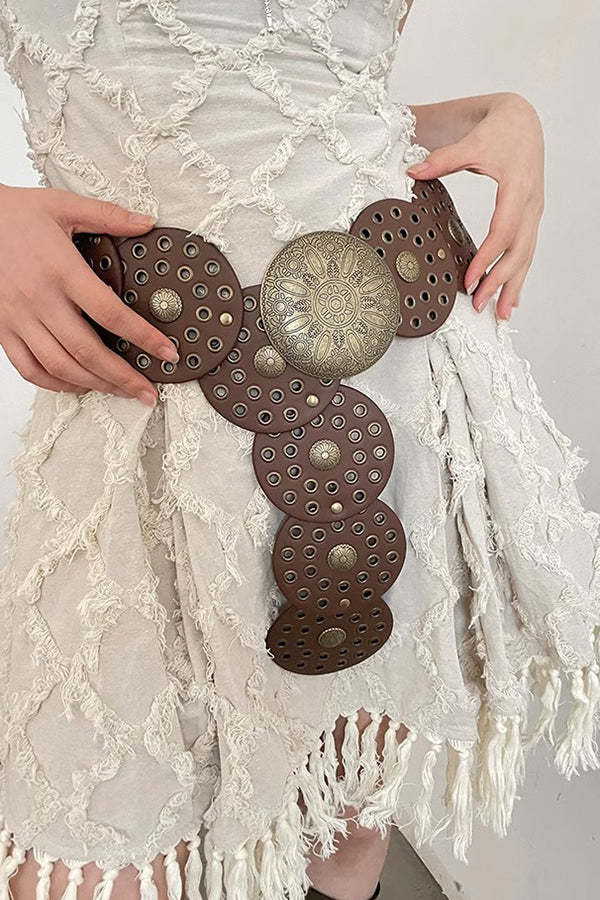 Ethnic Retro Round Hollow Belt-consonak