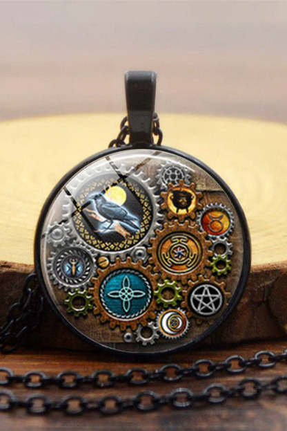 Steampunk Mechanical Time Gem Necklace-consonak