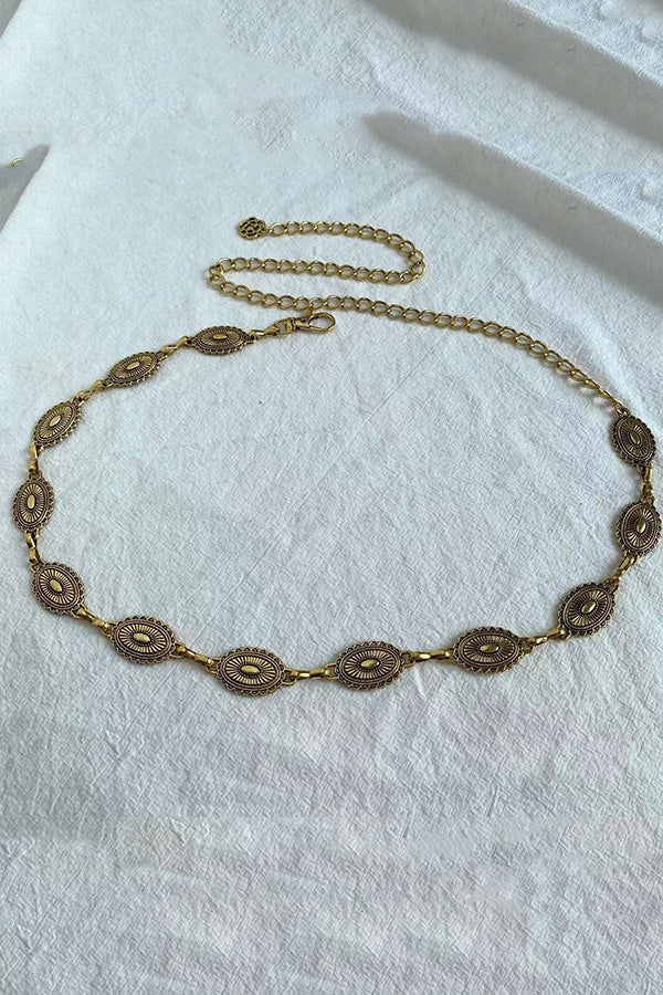 Retro Metal Carved Geometric Waist Chain | Consonak