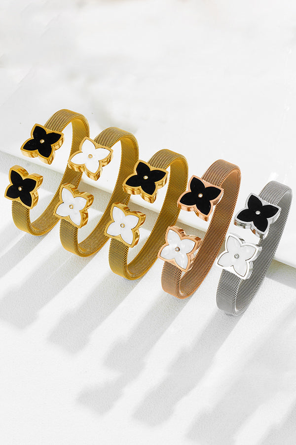 Fashionable Four-leaf Flower Metal Bracelet-consonak