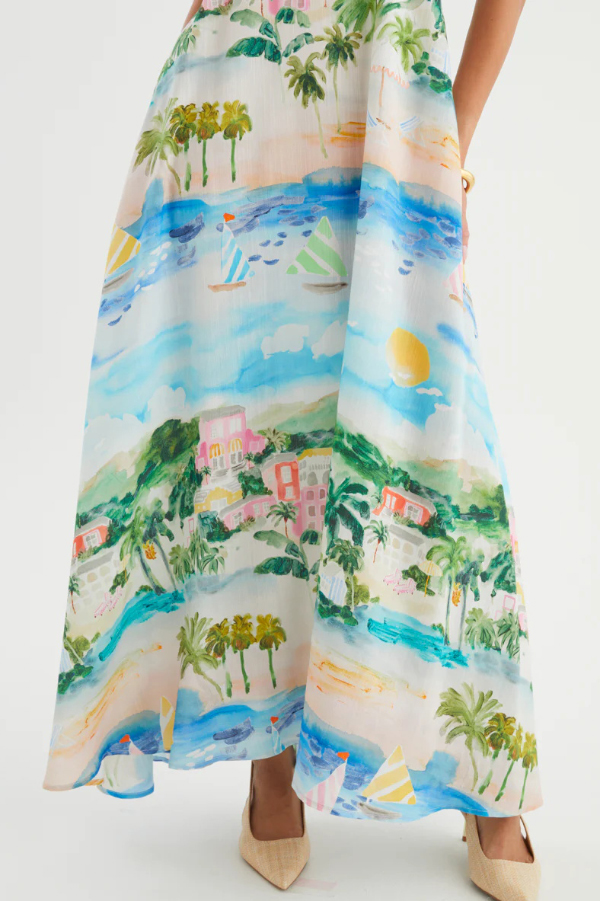 Unique Printed Loose Sleeveless Camisole Casual Vacation Maxi Dress-consonak