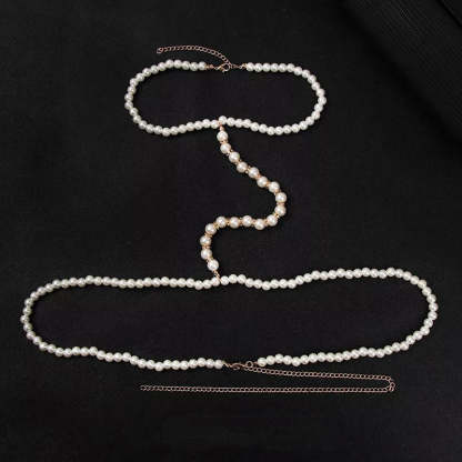 Simple Pearl Beaded Body Necklace-consonak