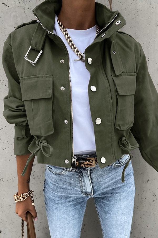 Unique Stylish Printed Casual Pocket Statement Jacket-consonak