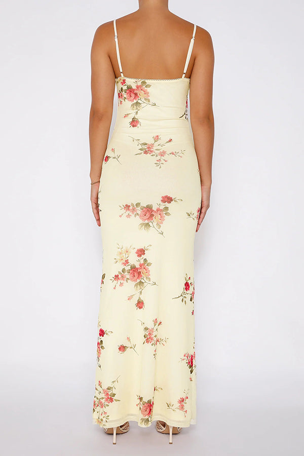 Reveling in The Unknown Floral Print Slip Stretch Maxi Dress-consonak