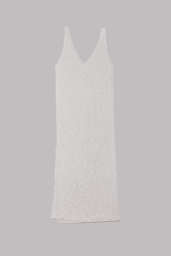 Vacation Breeze Knit Slit Loose Tank Midi Dress-consonak