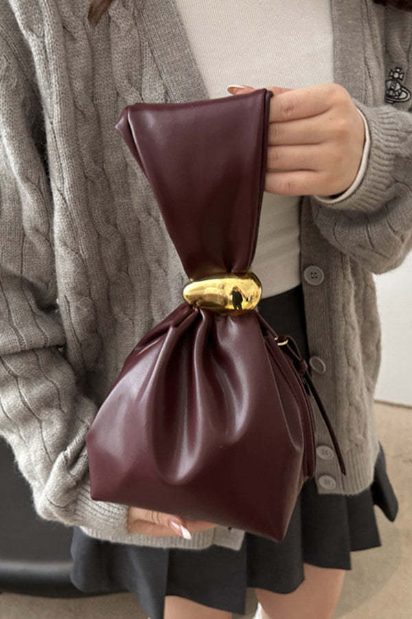 Retro Pleated Simple Bucket Bag-consonak