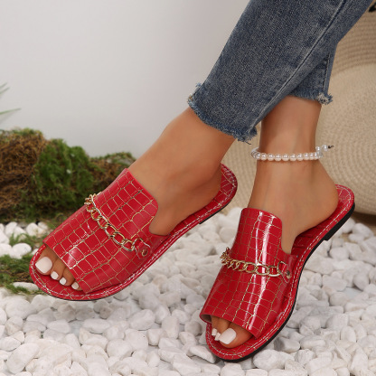 Casual Flat Beach Sandals with Chain Accessories-consonak