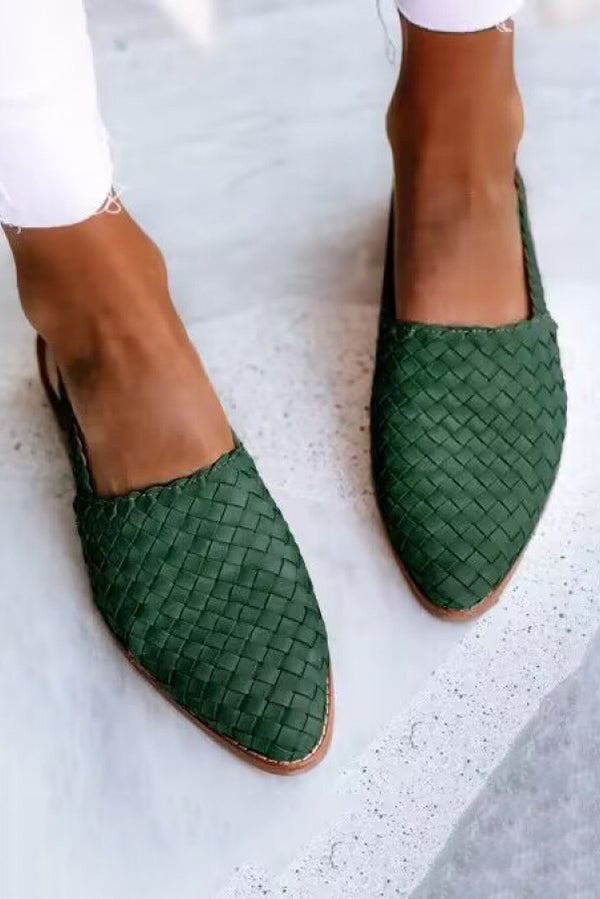 Casual Pointed Toe Woven Flat Sandals | Consonak