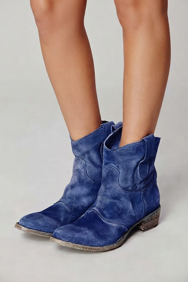 Faux Suede Mid-calf Boots with Low Heels-Consonak