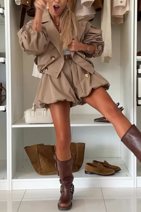 Fashion Style High Rise Elastic Waist Pocketed  Bloomer Shorts-consonak