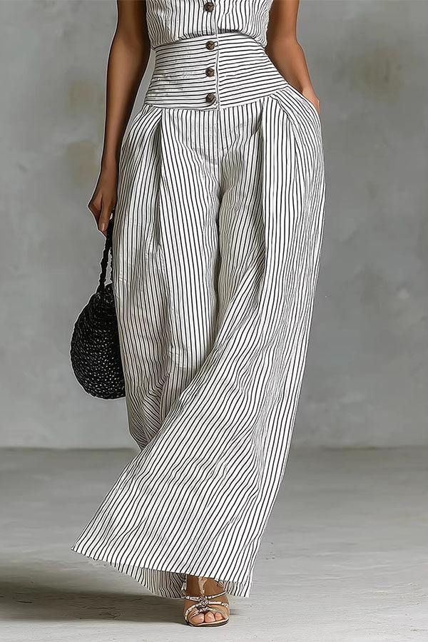 Striped Halter Neck Jumpsuit-Consonak