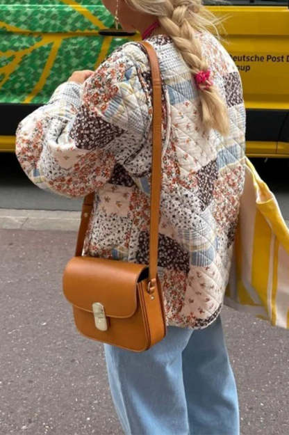 Vintage Long Sleeve Single Breasted Printed Pocket Jacket-consonak