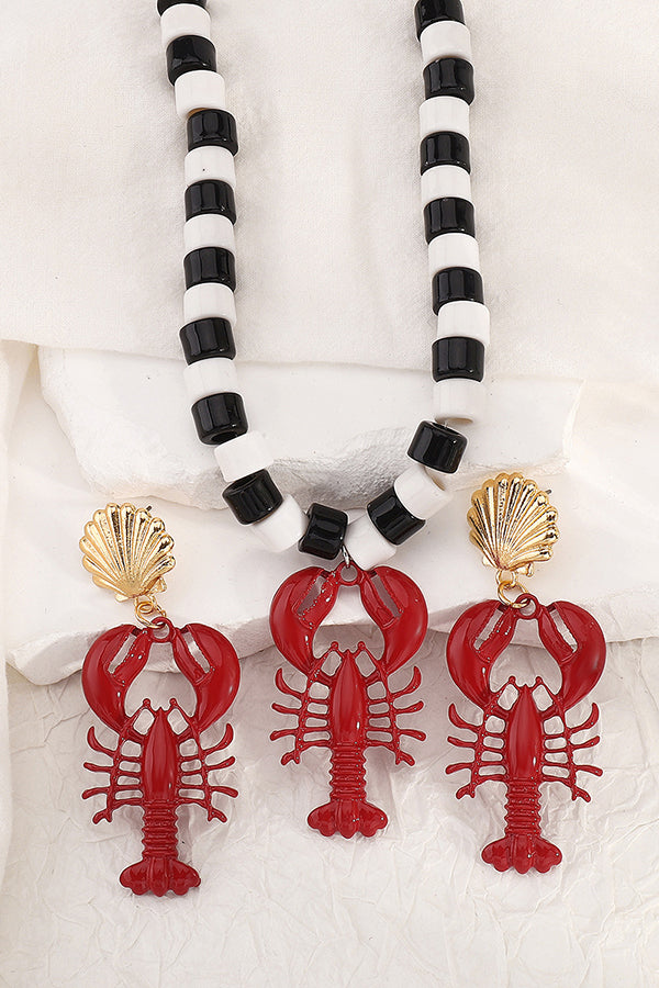 Fashion Lobster Holiday Earrings and Necklace-consonak