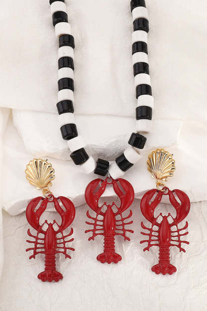 Fashion Lobster Holiday Earrings and Necklace-consonak