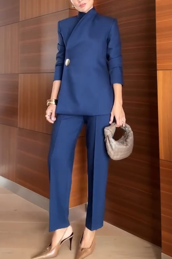 Exquisite and Fashionable High Waist Pocketed Straight Leg Pencil Pants-consonak