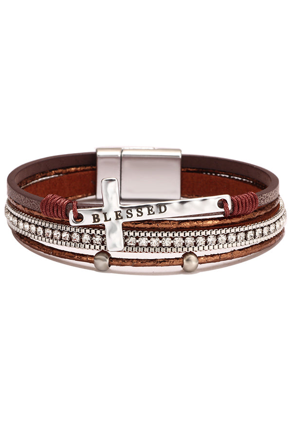 Bohemian Cross Diamond Magnetic Clasp Bracelet | Consonak