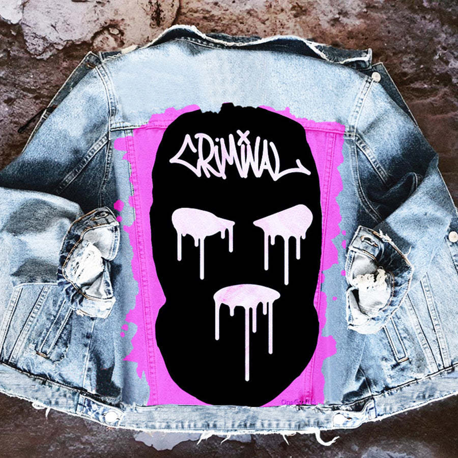 Halloween Print Long Sleeve Denim Jacket-consonak