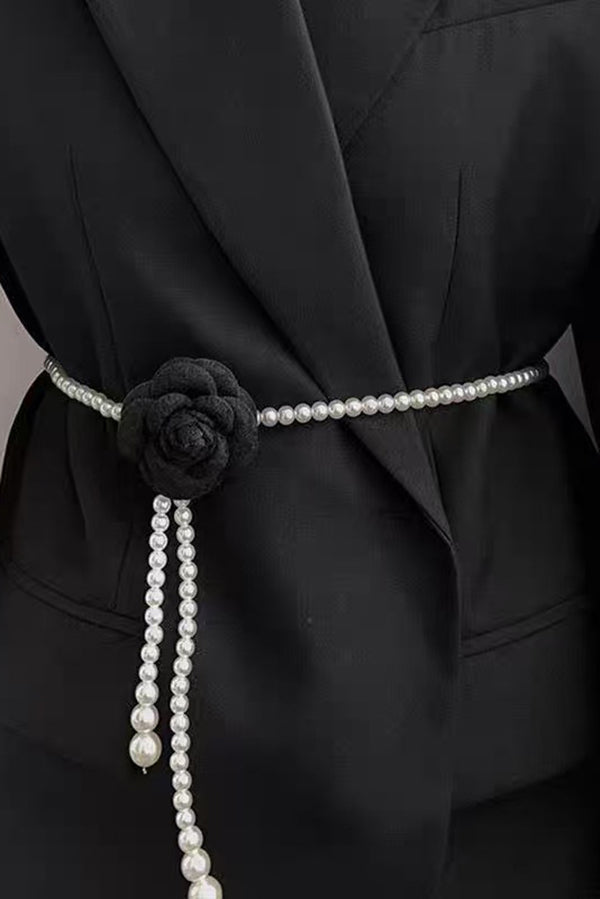 Elegant Camellia Pearl Waist Necklace-consonak