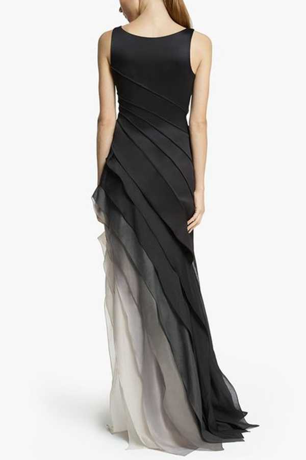 Elegant and Mysterious Tulle Gradient Cascading Design Gown Maxi Dress-consonak