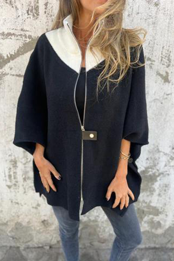 Fashionable Casual Stand Collar Zippered Loose Jacket-consonak