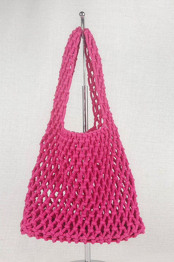 Lazy Style Fishnet Woven Tote Bag-consonak