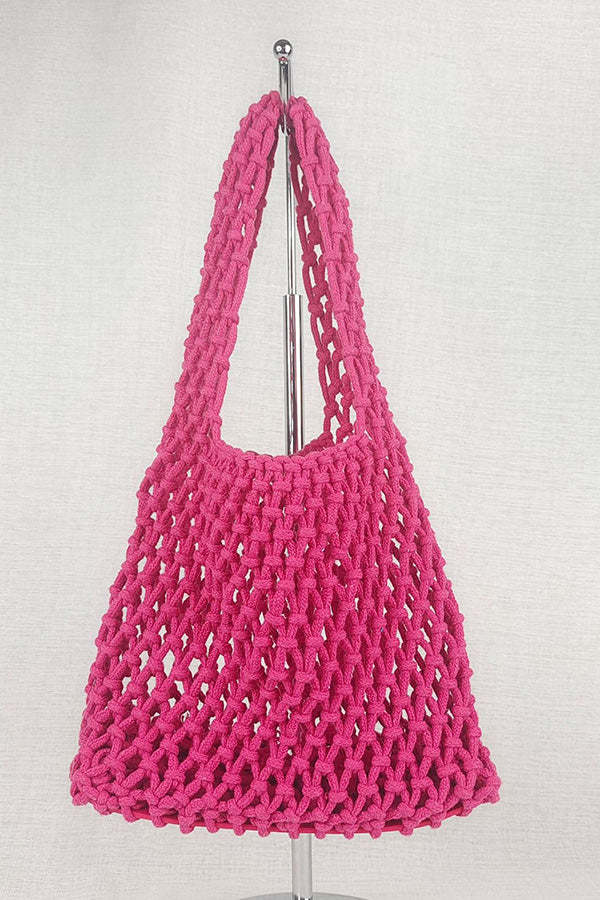 Lazy Style Fishnet Woven Tote Bag-consonak